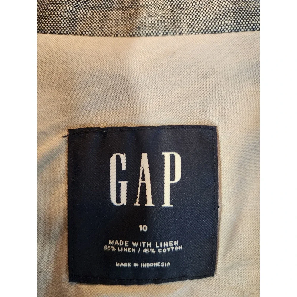 Gap Womens Blue Linen Blend Single Button Blazer Jacket Size 10‎ Chambray Summer